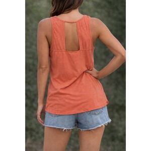 Toad&Co Womens Medium Coral Organic Cotton Blend Back Cutout Tank Top